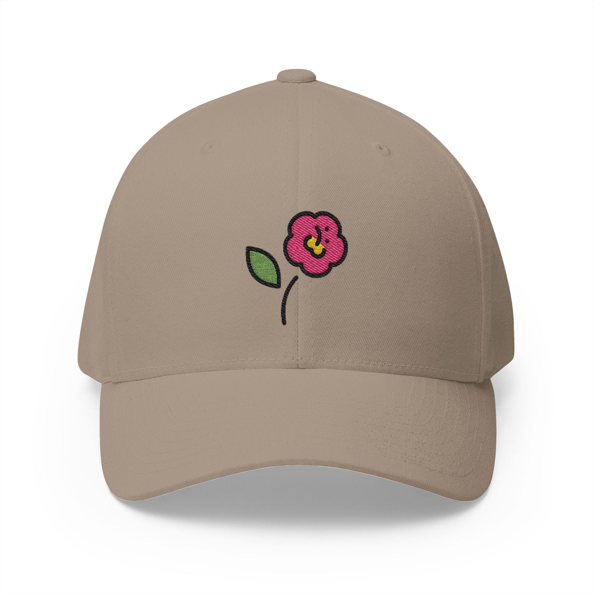 Hibiscus Emoji Khaki Cap – Premium by Capmoji