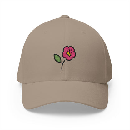 Hibiscus Emoji Khaki Cap – Premium by Capmoji