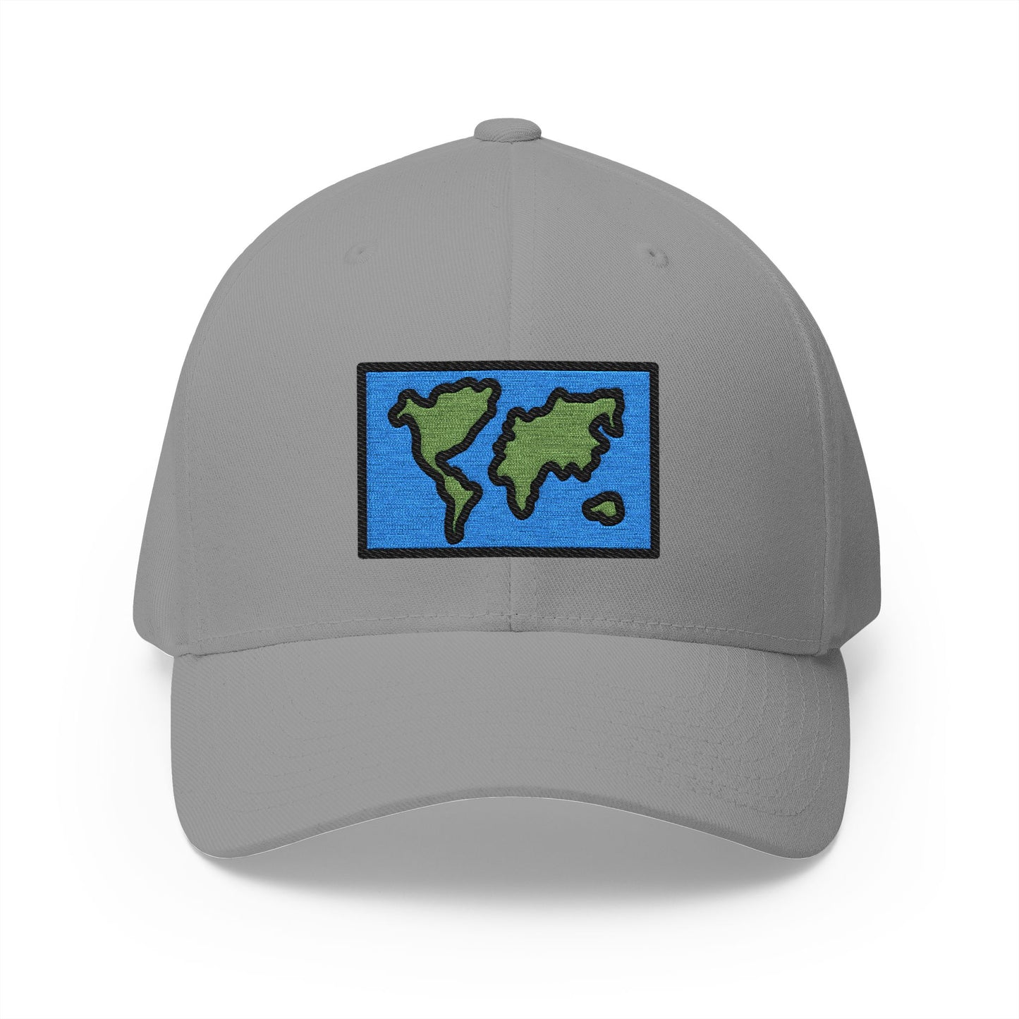 World Map Emoji Grey Cap – Premium by Capmoji