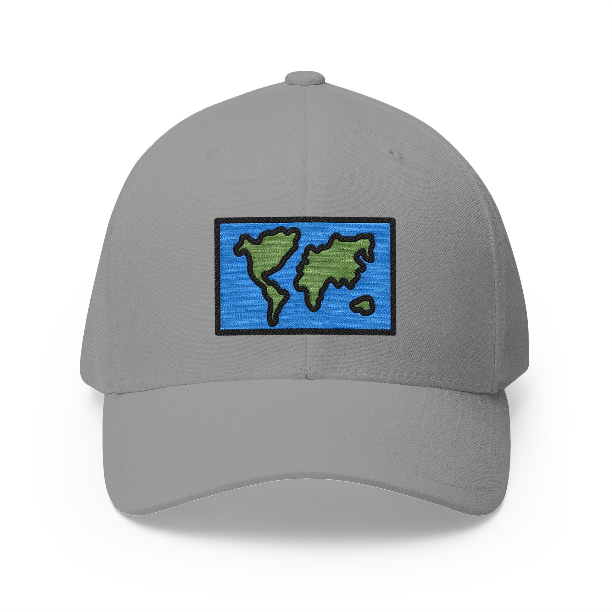 World Map Emoji Grey Cap – Premium by Capmoji