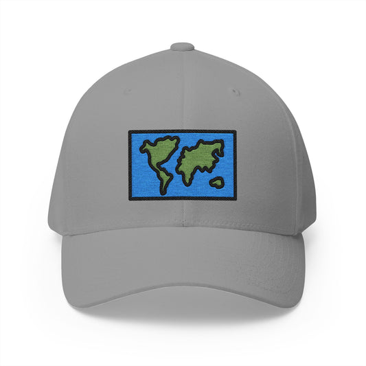World Map Emoji Grey Cap – Premium by Capmoji