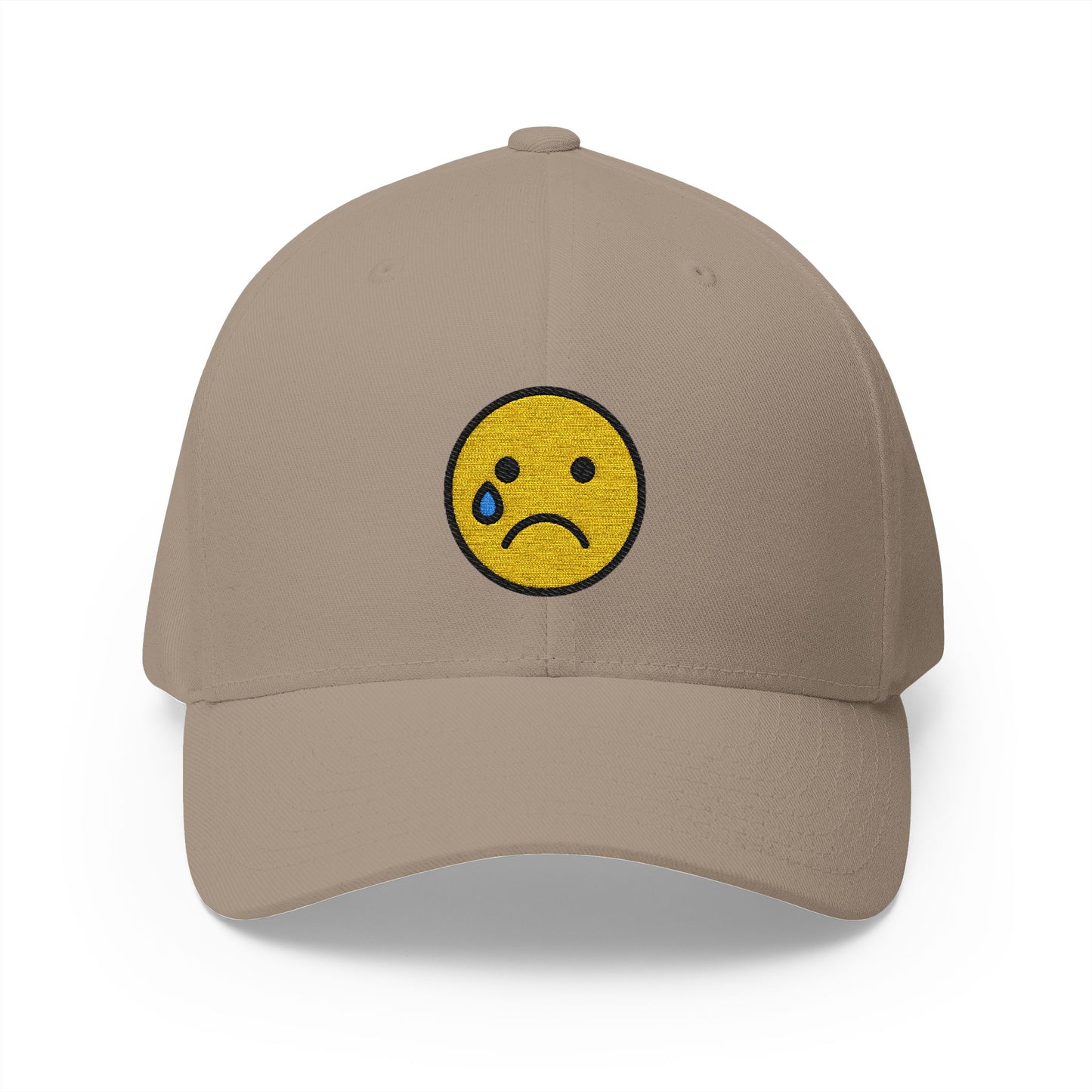 Crying Face Emoji Khaki Cap – Premium by Capmoji