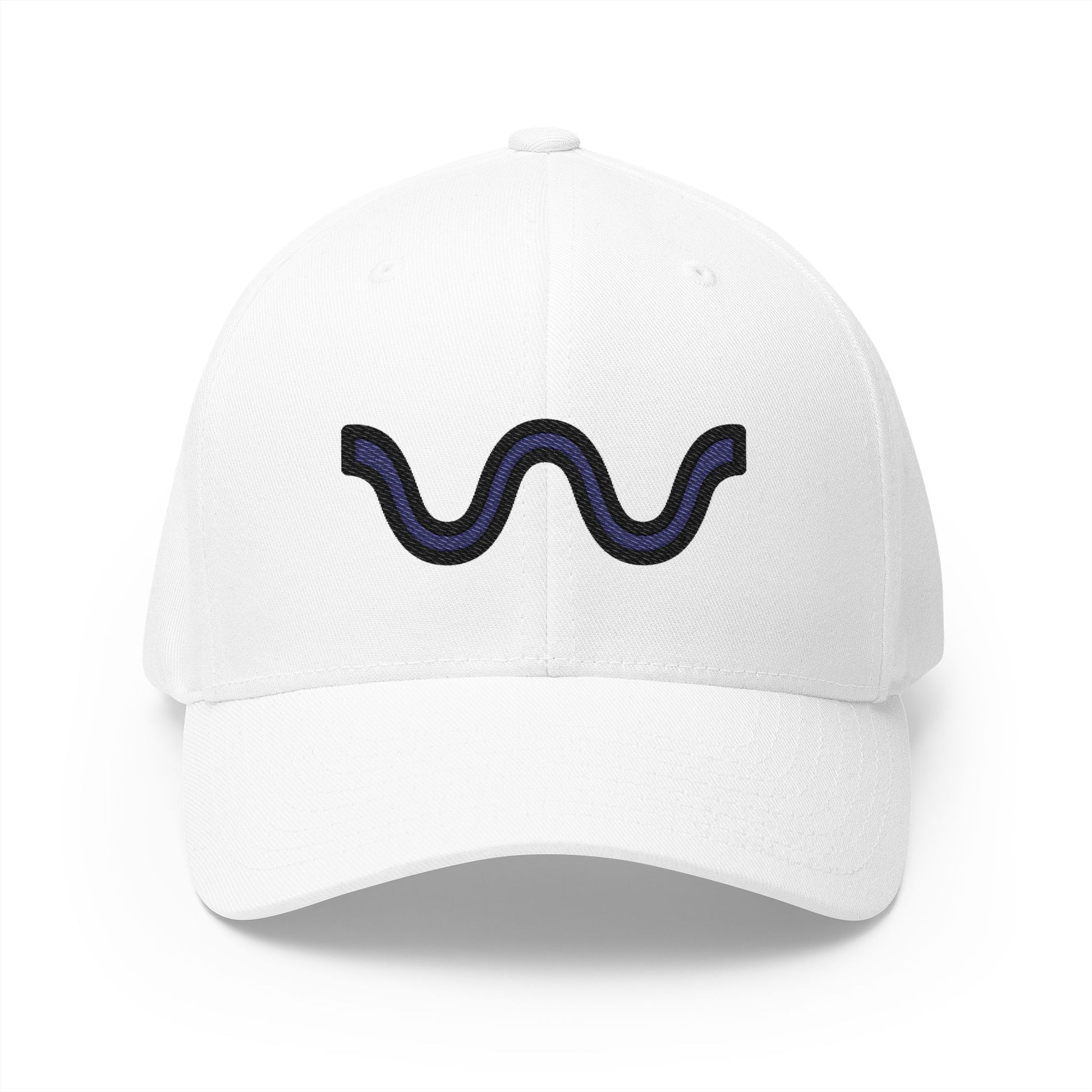 Wavy Dash Emoji White Cap – Premium by Capmoji