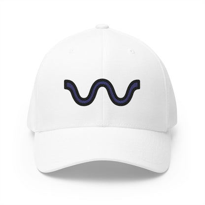 Wavy Dash Emoji White Cap – Premium by Capmoji