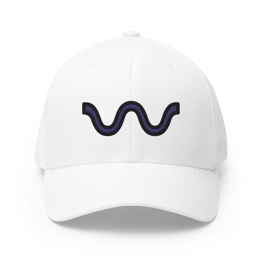 Wavy Dash Emoji White Cap – Premium by Capmoji