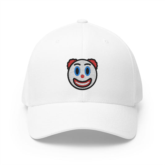 Clown Face Emoji White Cap – Premium by Capmoji