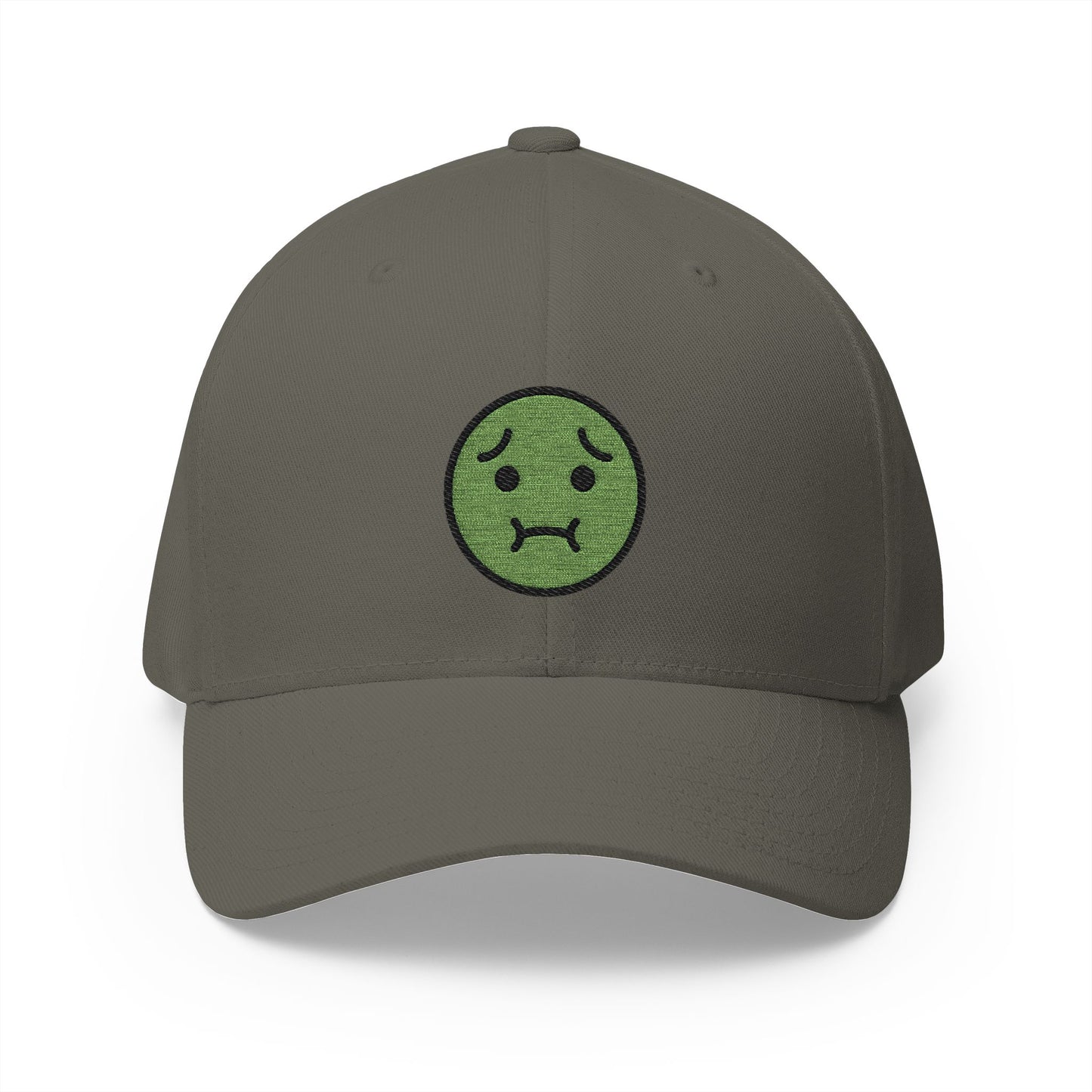 Nauseated Face Emoji Olive Cap – Premium by Capmoji