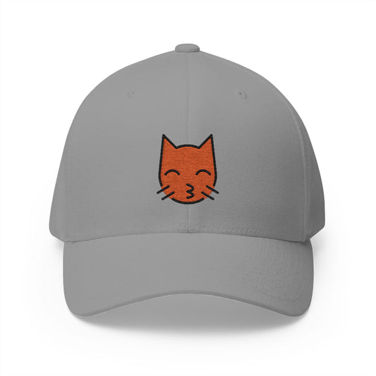 Kissing Cat Emoji Grey Cap – Premium by Capmoji
