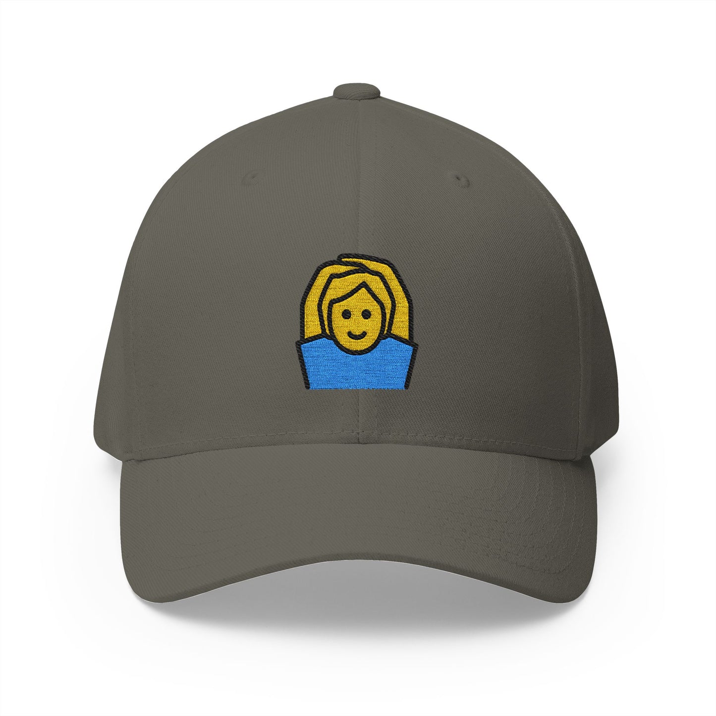 Person Gesturing Ok Emoji Olive Cap – Premium by Capmoji