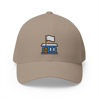 Flagged Building Emoji Khaki Cap – Premium by Capmoji