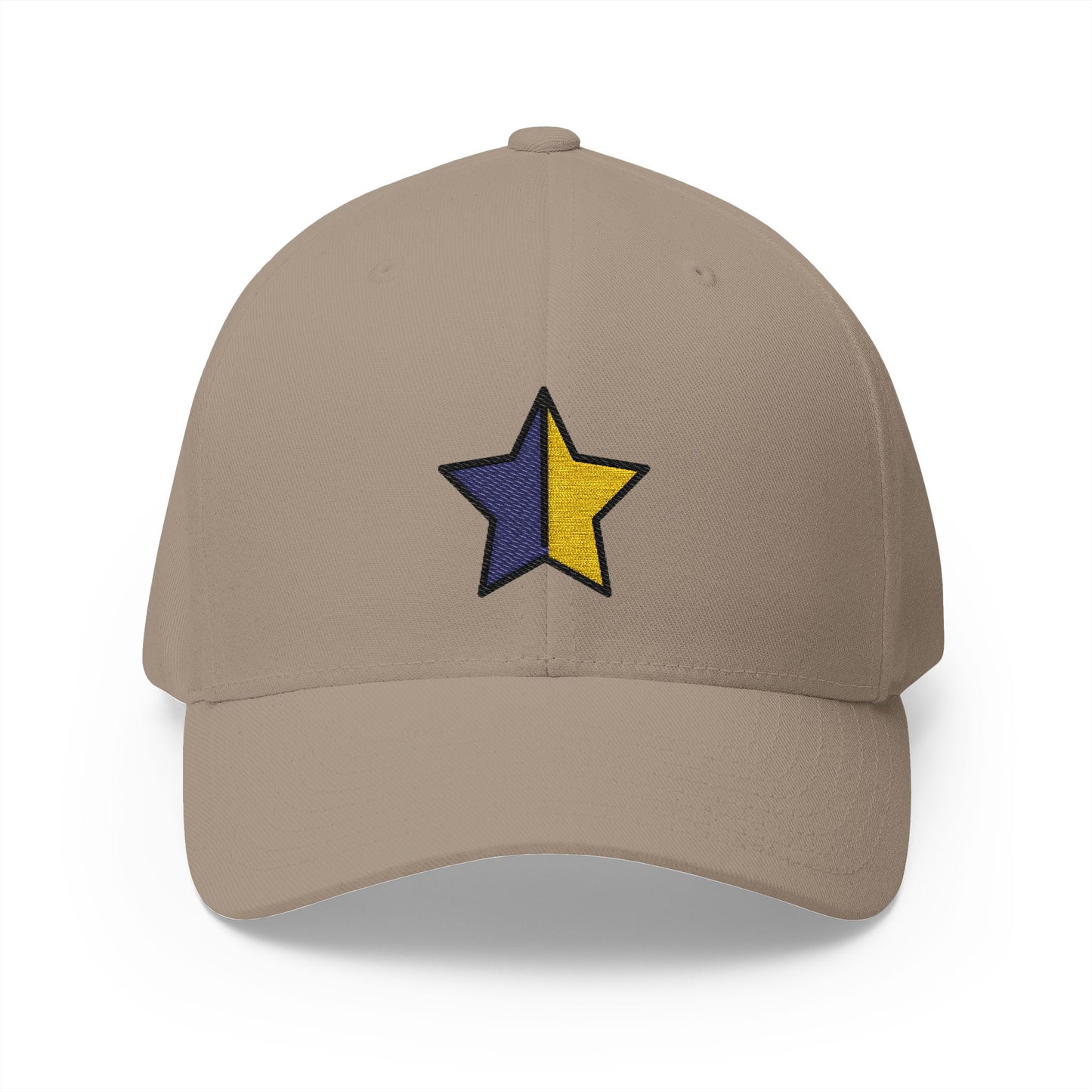 Star With Left Half Black Emoji Khaki Cap – Premium by Capmoji