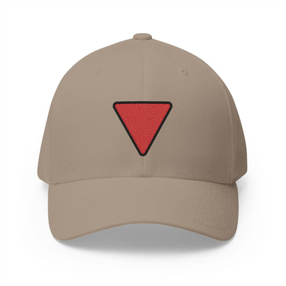 Red Triangle Pointed Down Emoji Khaki Cap – Premium by Capmoji