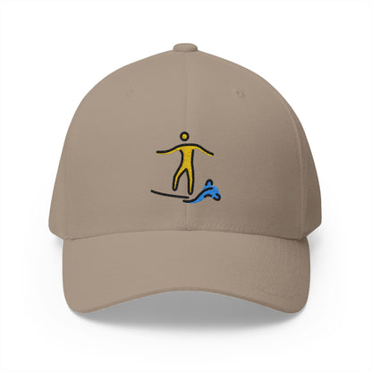 Man Surfing Emoji Khaki Cap – Premium by Capmoji