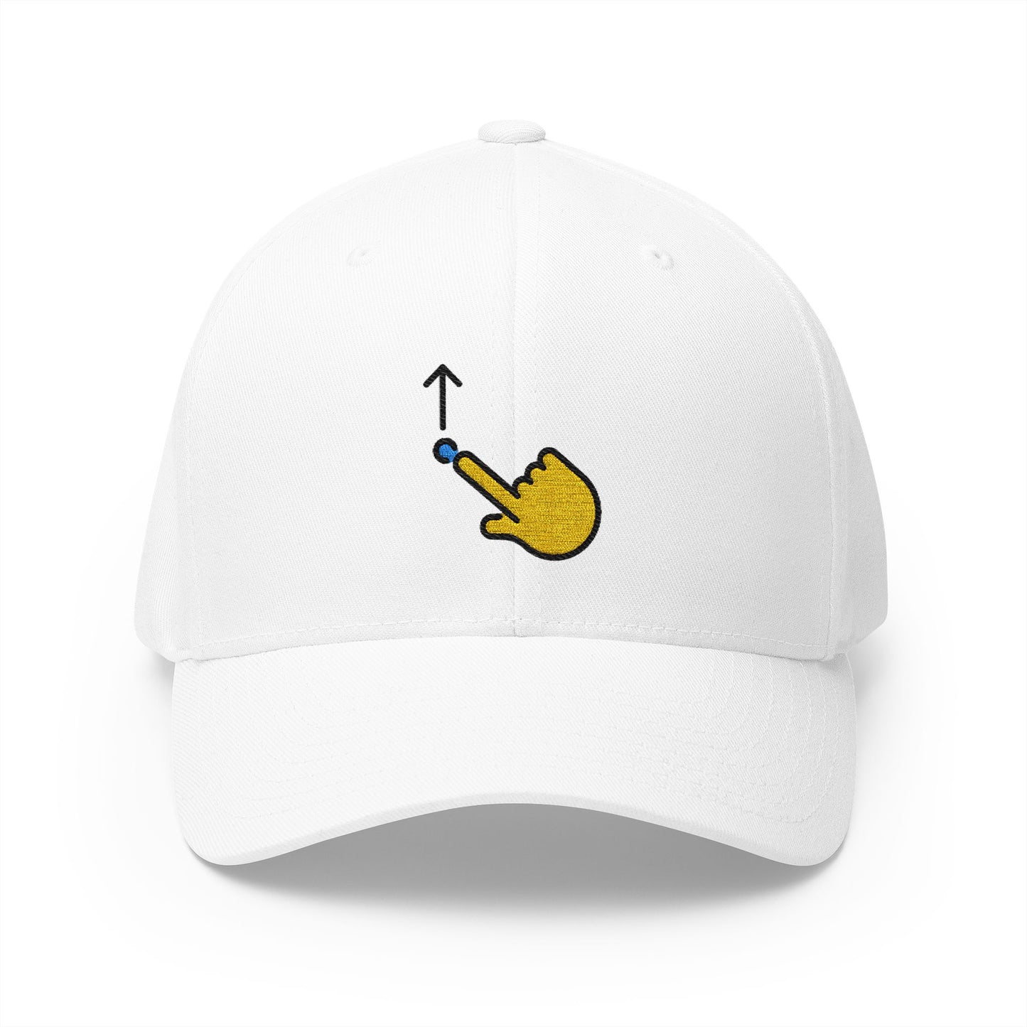 Swipe Up Emoji White Cap – Premium by Capmoji