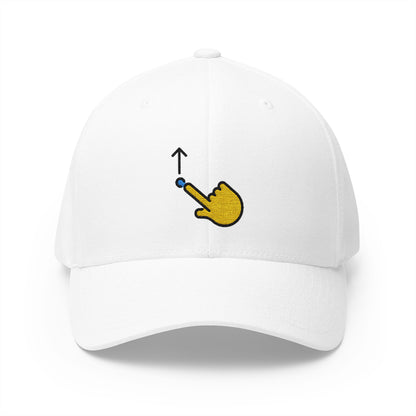 Swipe Up Emoji White Cap – Premium by Capmoji