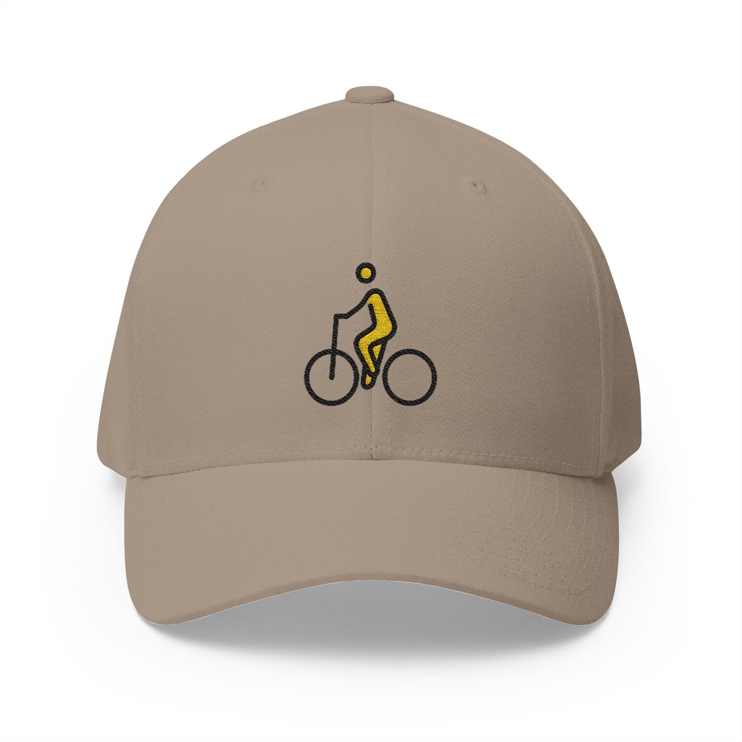 Man Biking Emoji Khaki Cap – Premium by Capmoji