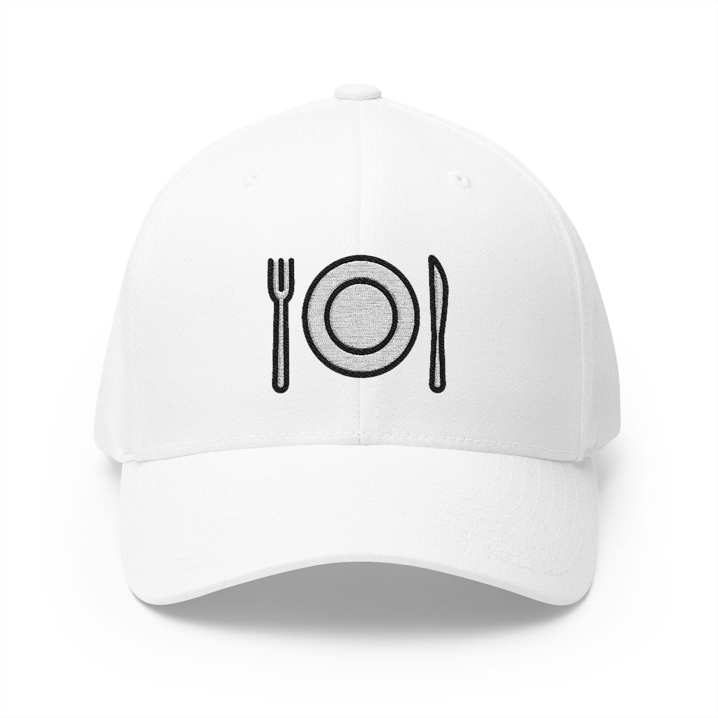 Fork And Knife With Plate Emoji White Cap – Premium by Capmoji