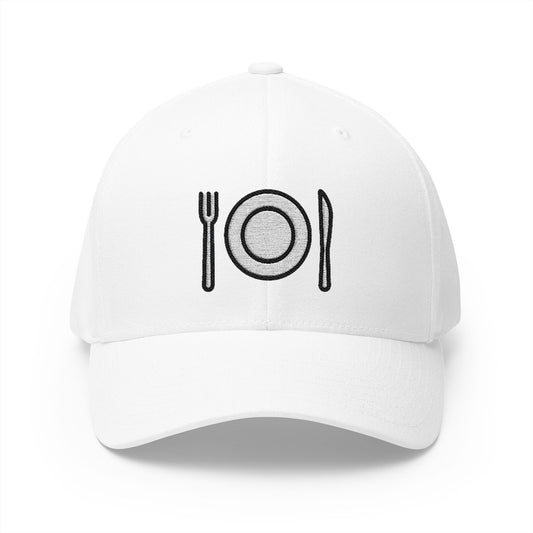 Fork And Knife With Plate Emoji White Cap – Premium by Capmoji