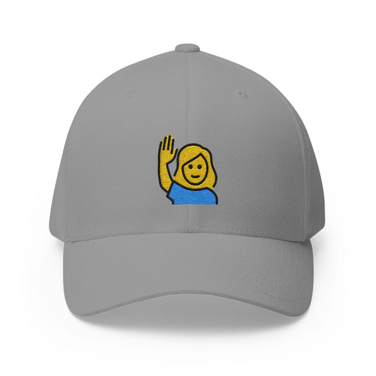 Woman Raising Hand Emoji Grey Cap – Premium by Capmoji