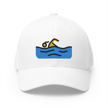 Woman Swimming Emoji White Cap – Premium by Capmoji