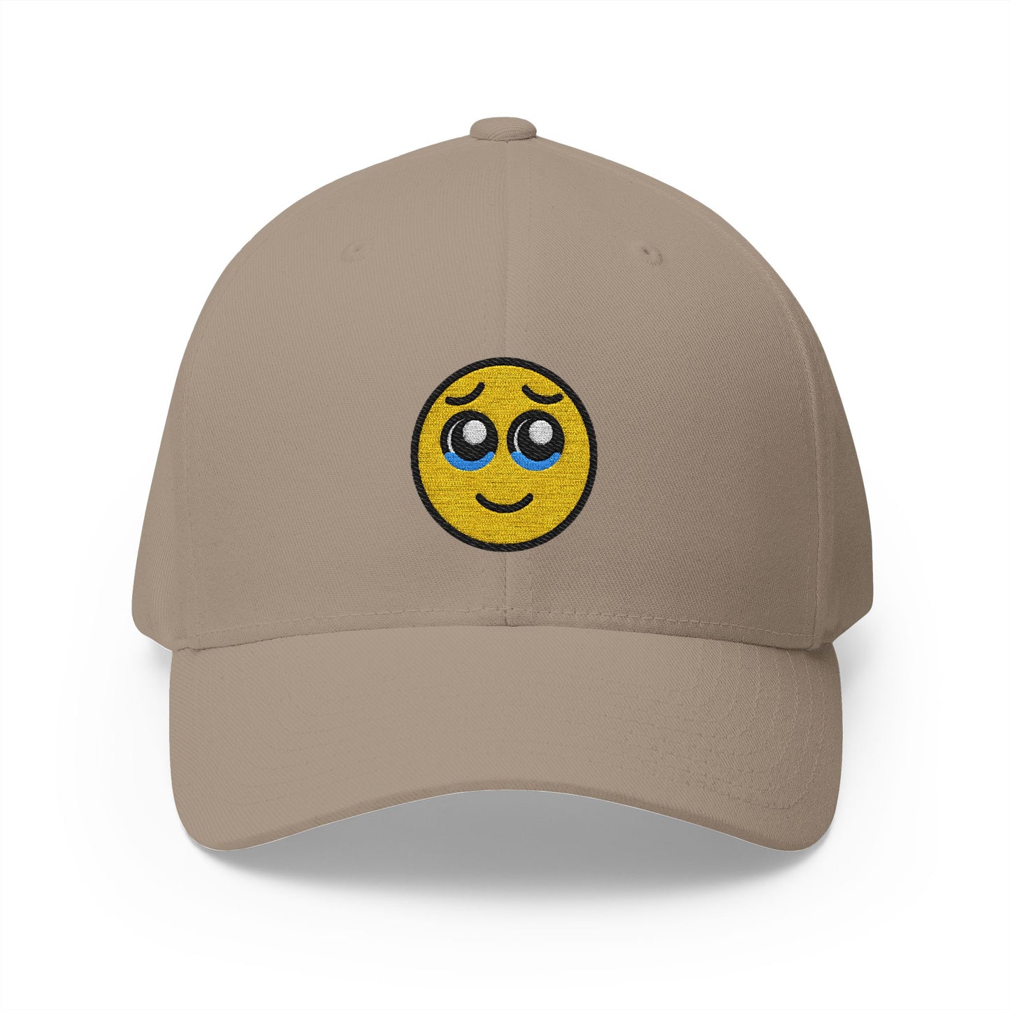 Face Holding Back Tears Emoji Khaki Cap – Premium by Capmoji