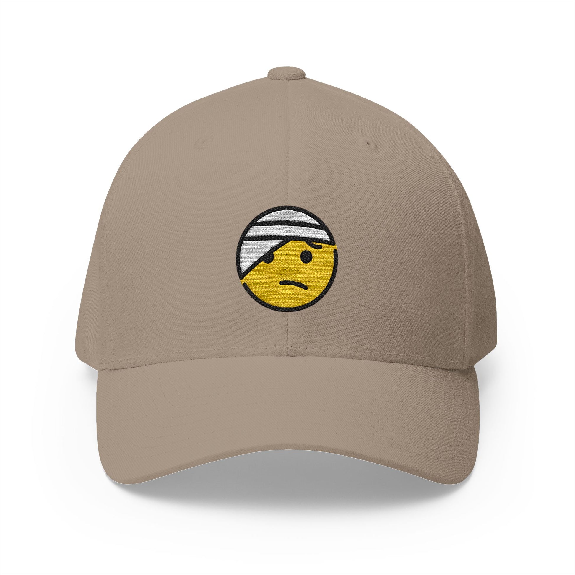 Face With Head-Bandage Emoji Khaki Cap – Premium by Capmoji