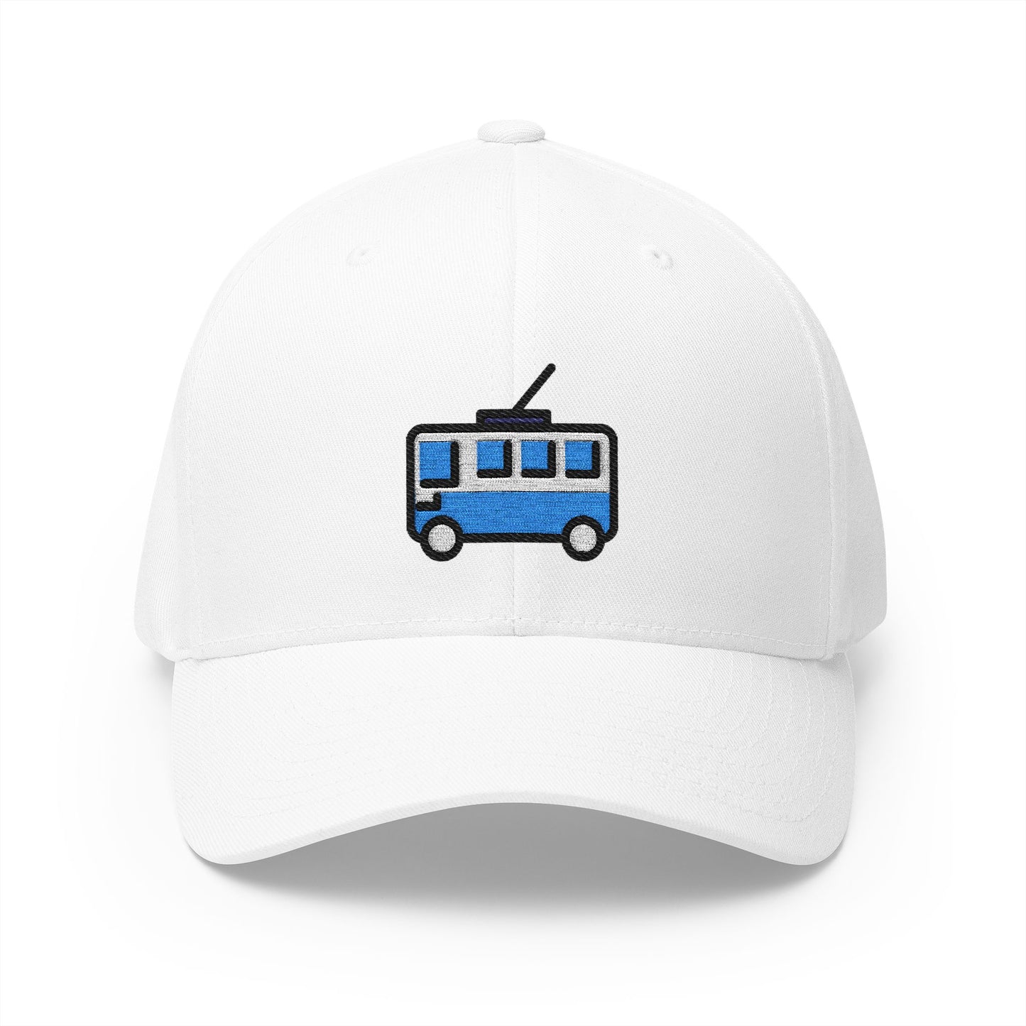 Trolleybus Emoji White Cap – Premium by Capmoji
