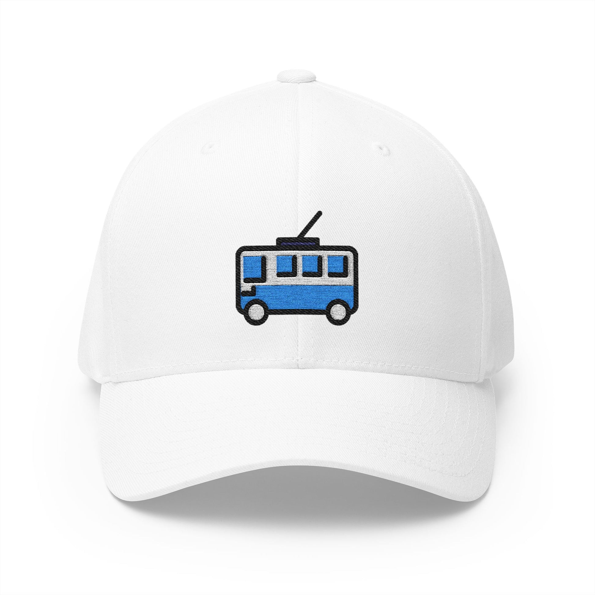 Trolleybus Emoji White Cap – Premium by Capmoji