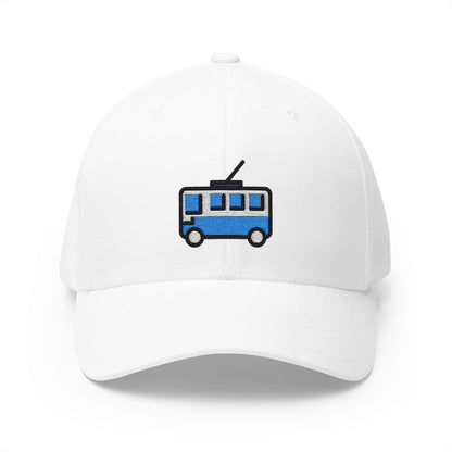 Trolleybus Emoji White Cap – Premium by Capmoji