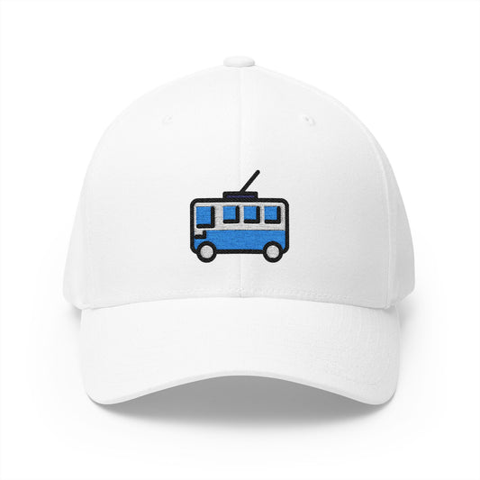 Trolleybus Emoji White Cap – Premium by Capmoji
