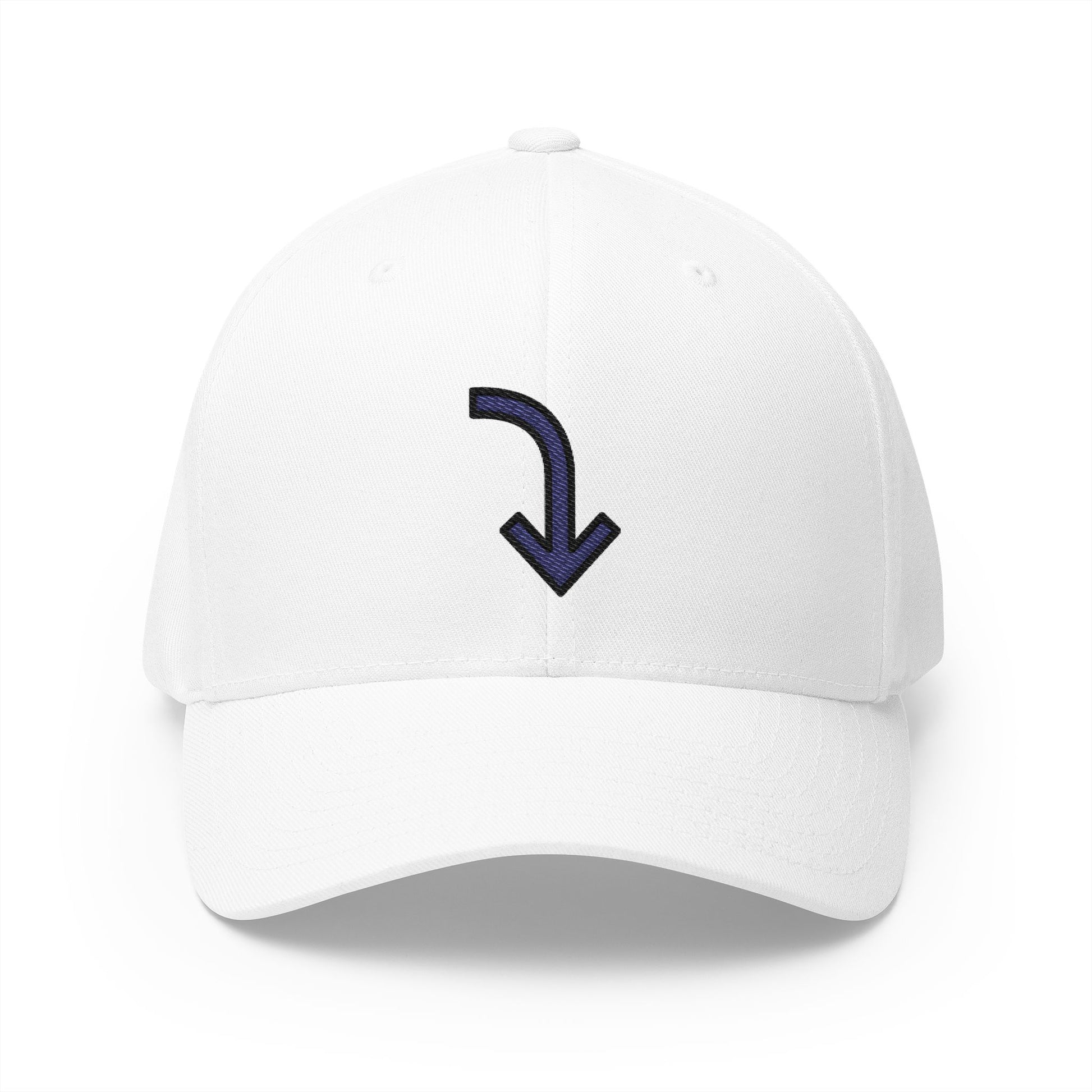 Right Arrow Curving Down Emoji White Cap – Premium by Capmoji