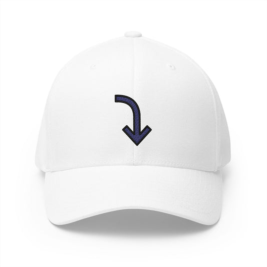 Right Arrow Curving Down Emoji White Cap – Premium by Capmoji