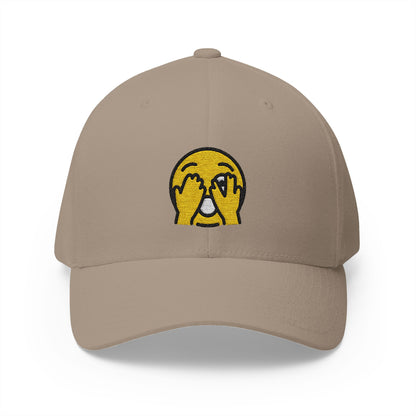 Face With Peeking Eye Emoji Khaki Cap – Premium by Capmoji