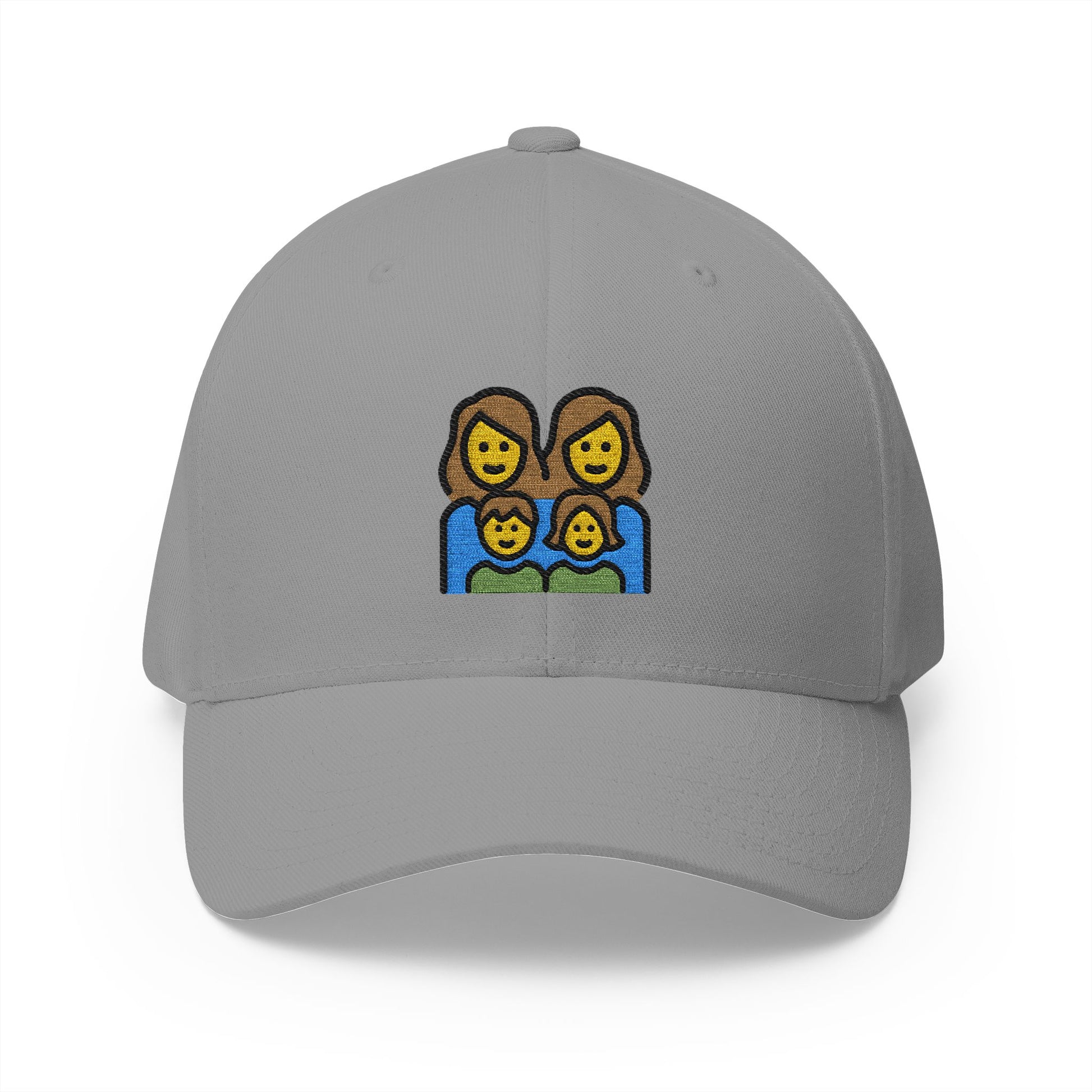Family: Woman, Woman, Girl, Boy Emoji Grey Cap – Premium by Capmoji