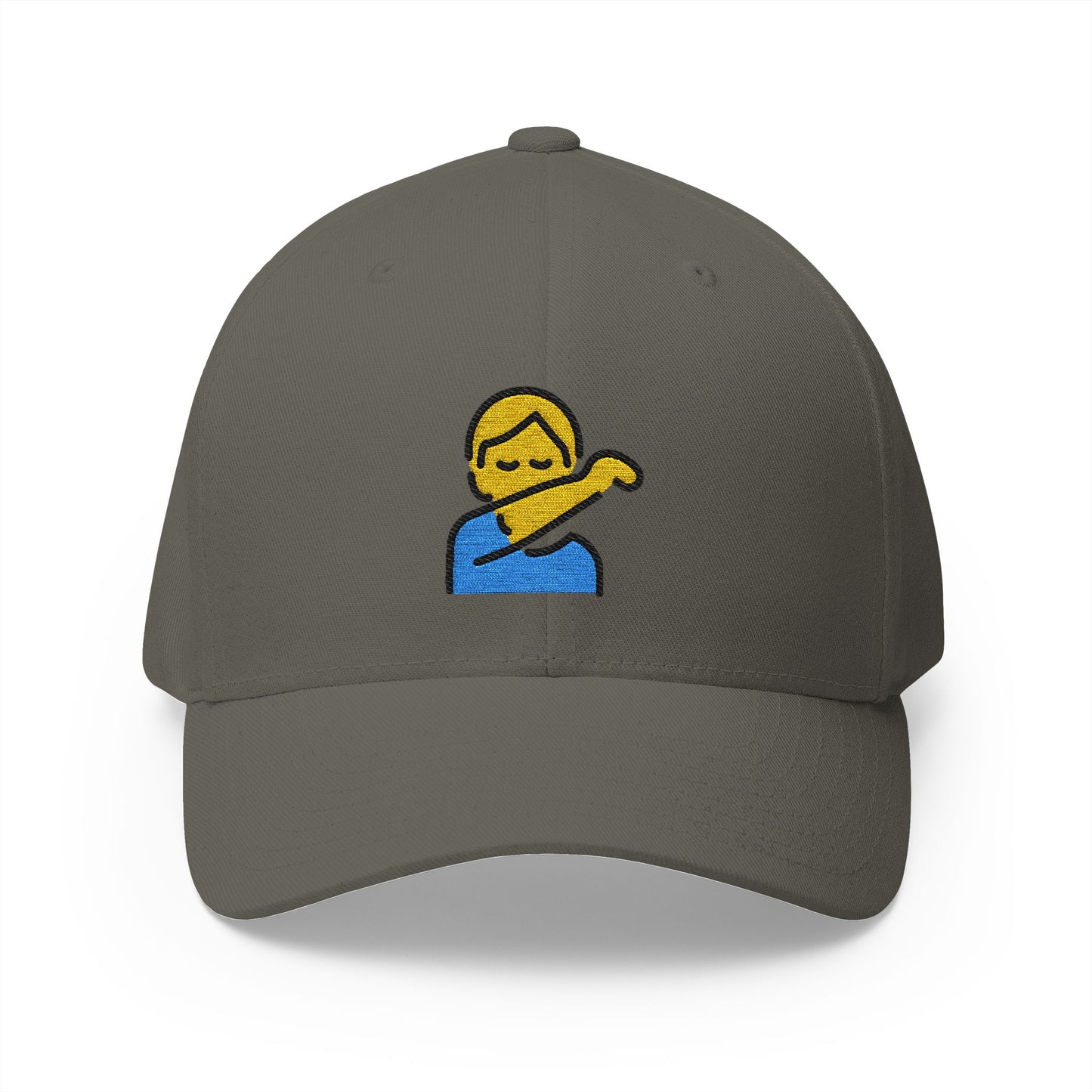 Person Sneezing Into Elbow Emoji Olive Cap – Premium by Capmoji