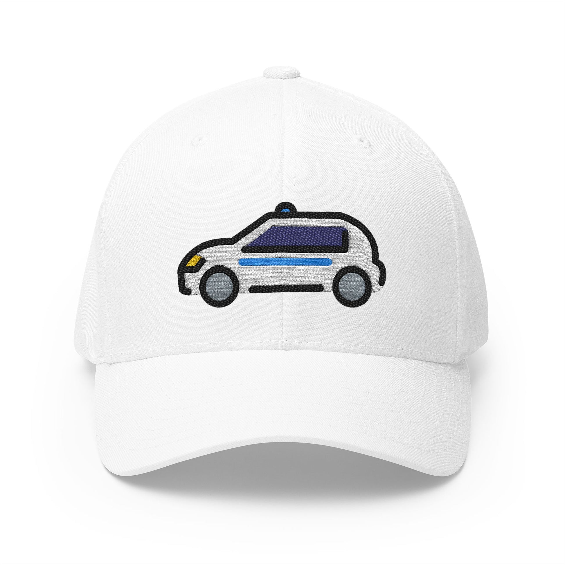 Police Car Emoji White Cap – Premium by Capmoji