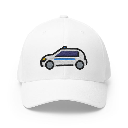 Police Car Emoji White Cap – Premium by Capmoji
