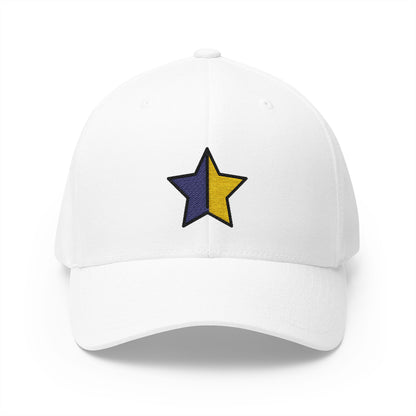 Star With Left Half Black Emoji White Cap – Premium by Capmoji