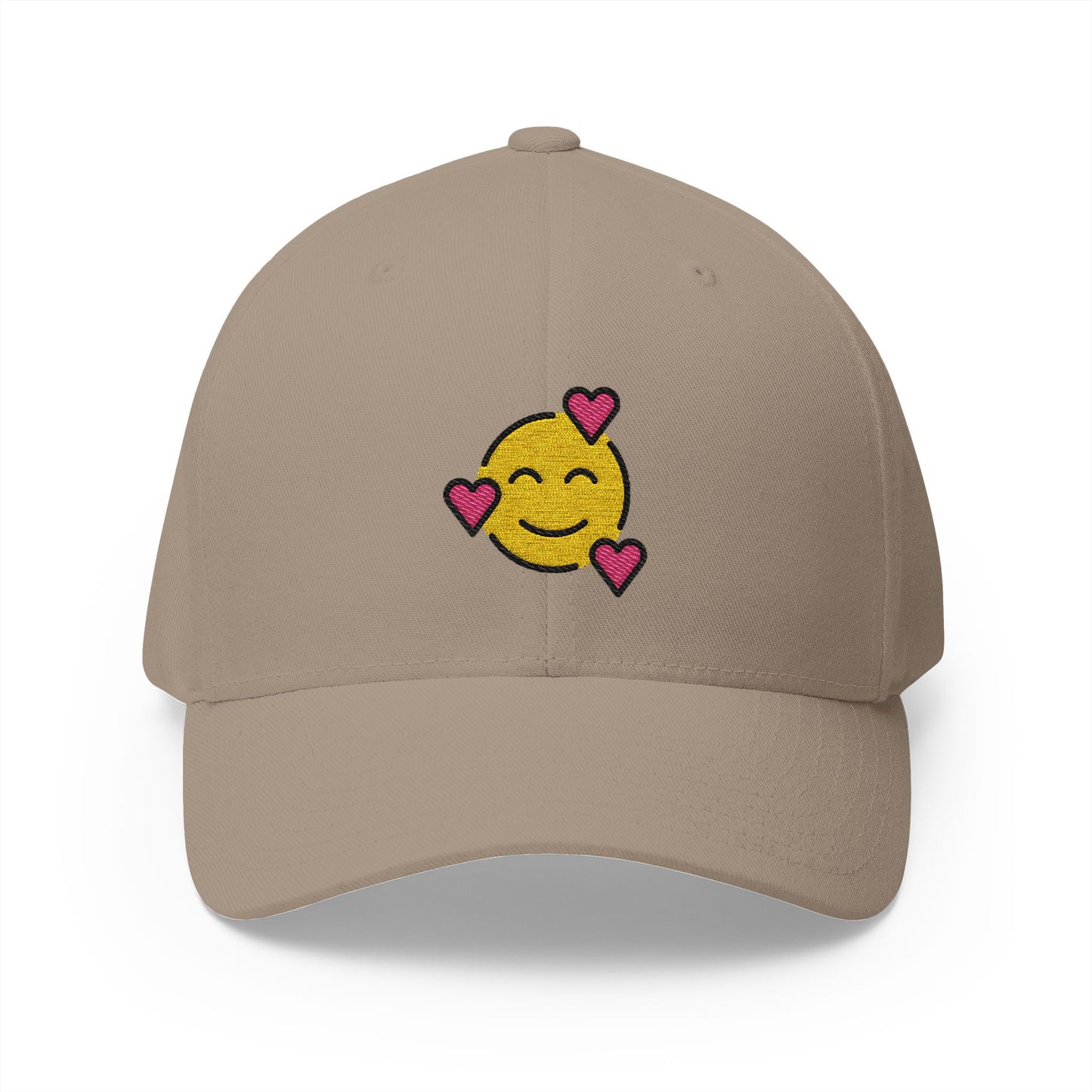 Smiling Face With Hearts Emoji Khaki Cap – Premium by Capmoji