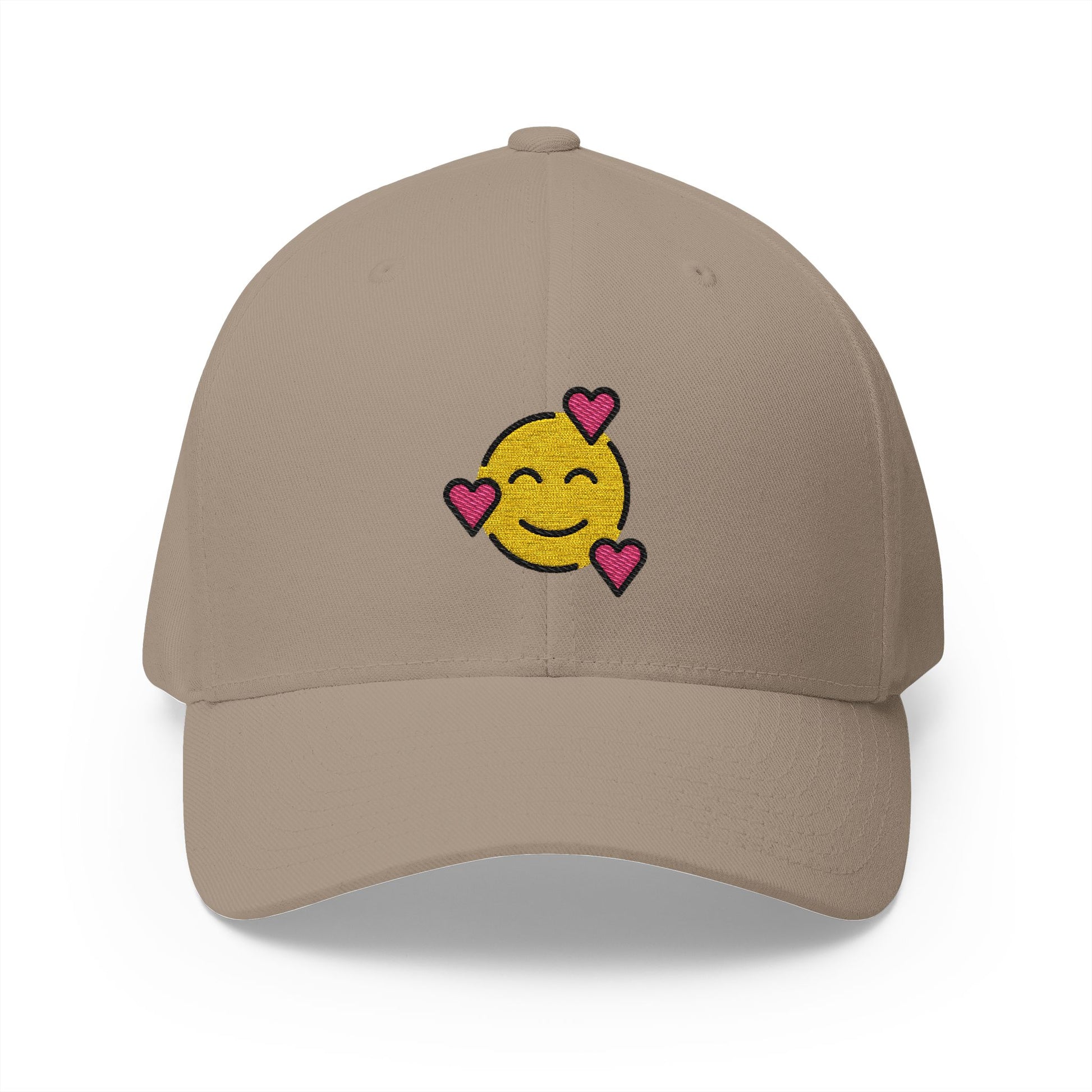 Smiling Face With Hearts Emoji Khaki Cap – Premium by Capmoji