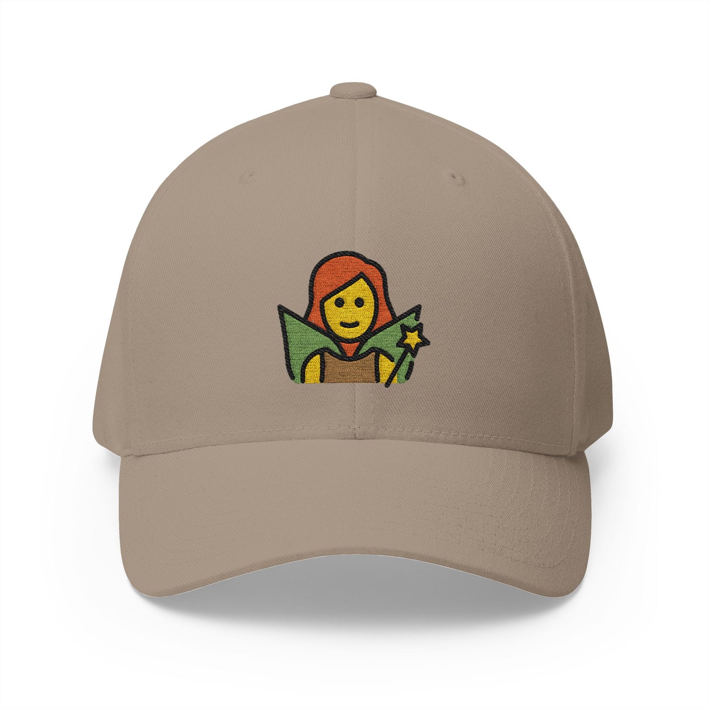 Woman Fairy Emoji Khaki Cap – Premium by Capmoji