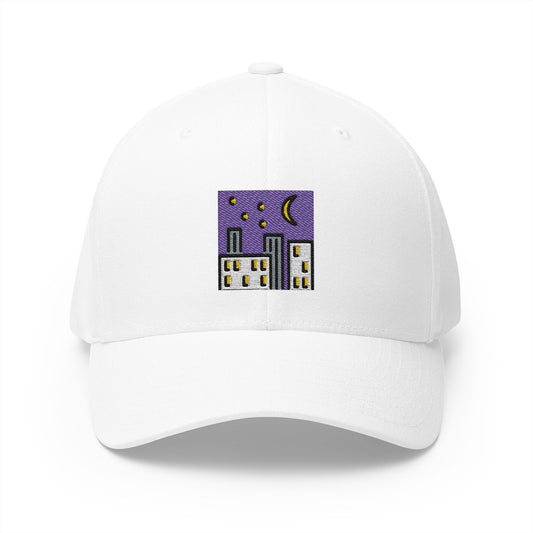Night With Stars Emoji White Cap – Premium by Capmoji