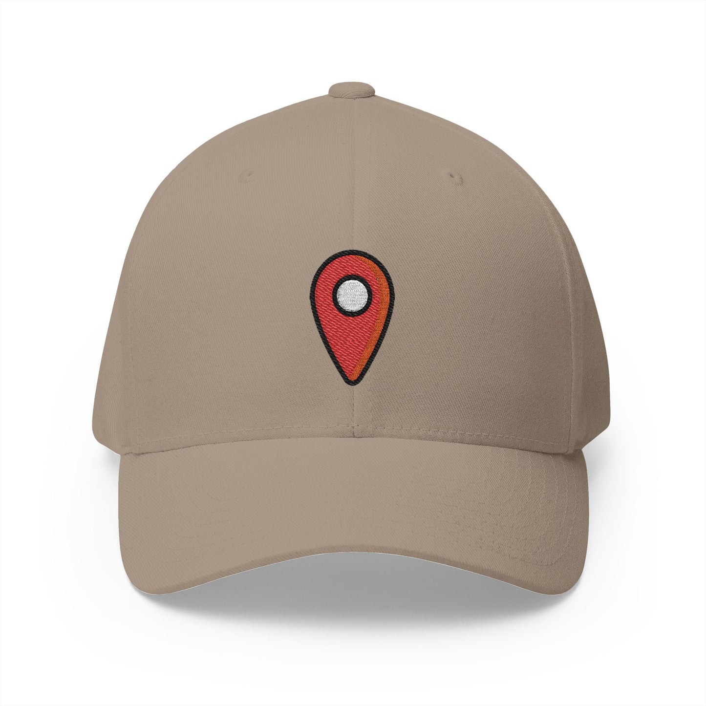 Location Indicator Red Emoji Khaki Cap – Premium by Capmoji