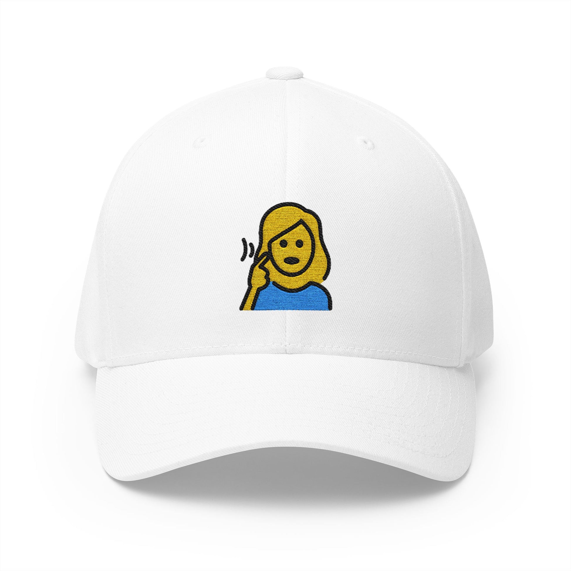 Deaf Woman Emoji White Cap – Premium by Capmoji