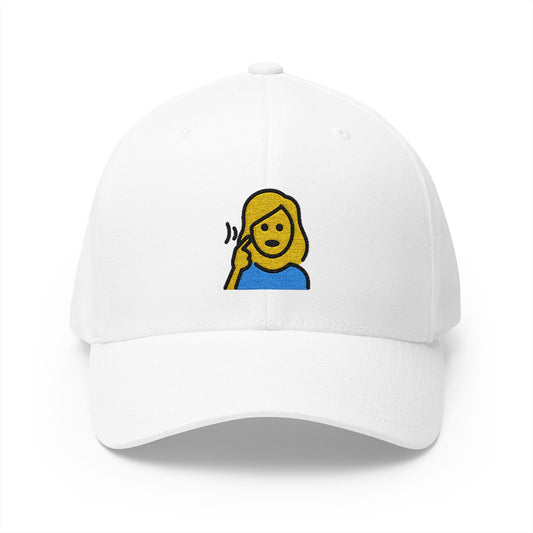 Deaf Woman Emoji White Cap – Premium by Capmoji