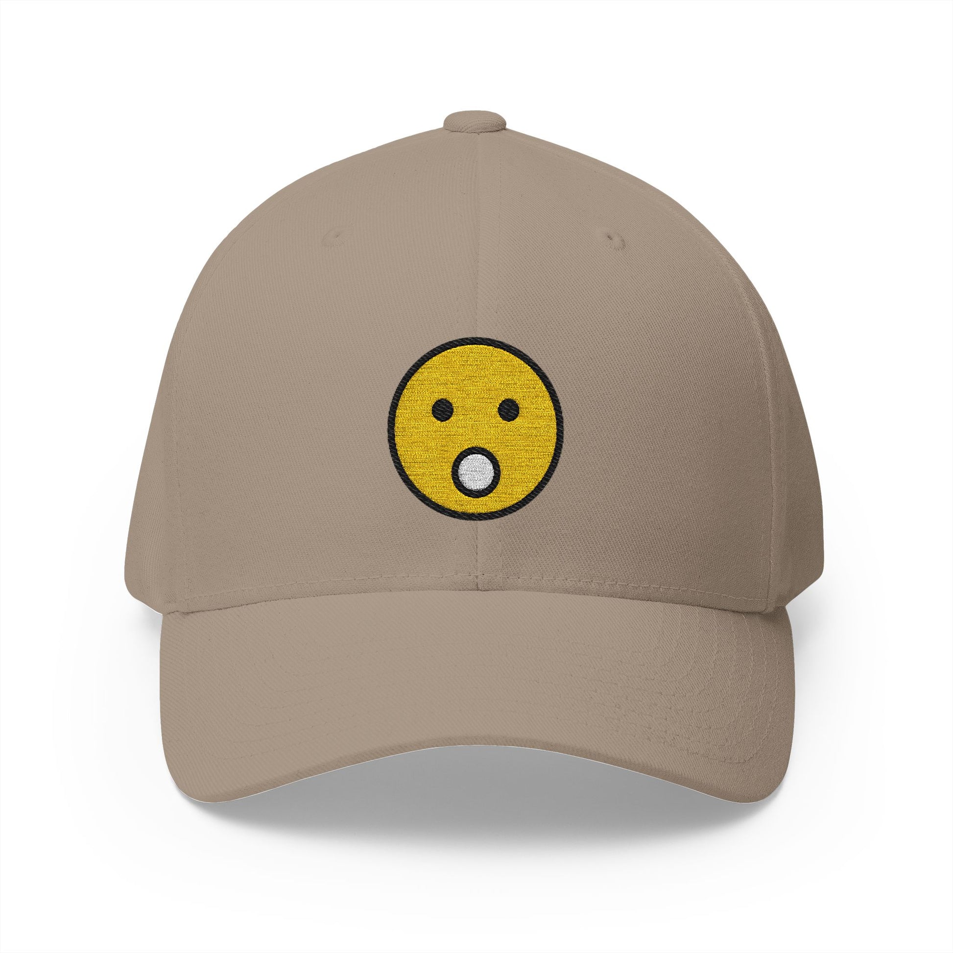 Face With Open Mouth Emoji Khaki Cap – Premium by Capmoji