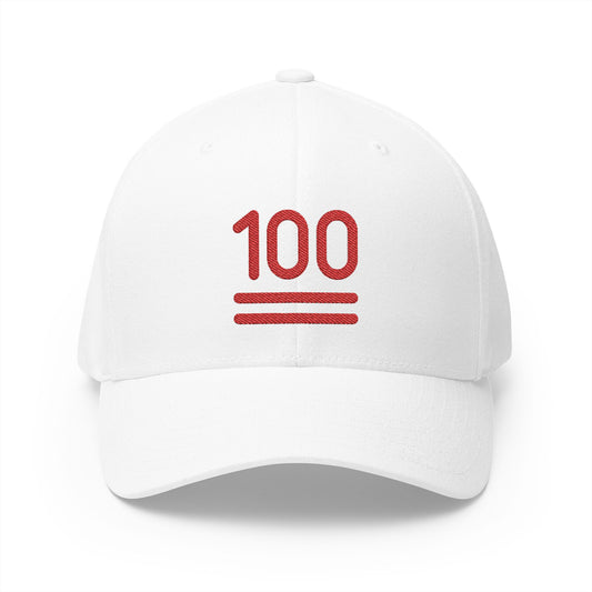 Hundred Points Emoji White Cap – Premium by Capmoji