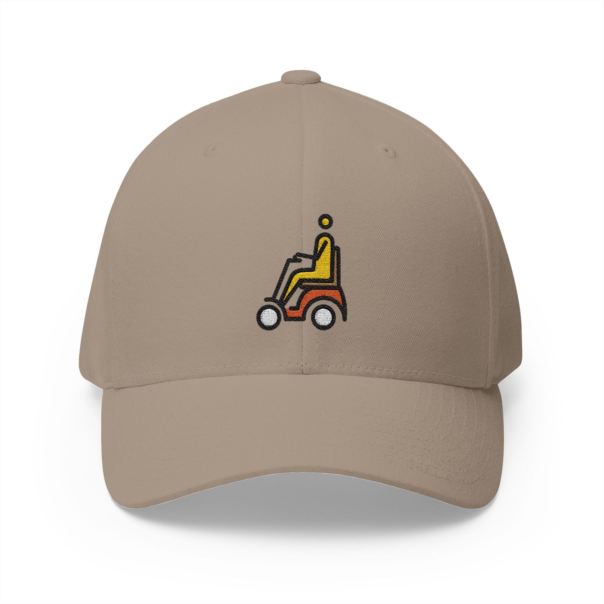 Man In Motorized Wheelchair Emoji Khaki Cap – Premium by Capmoji