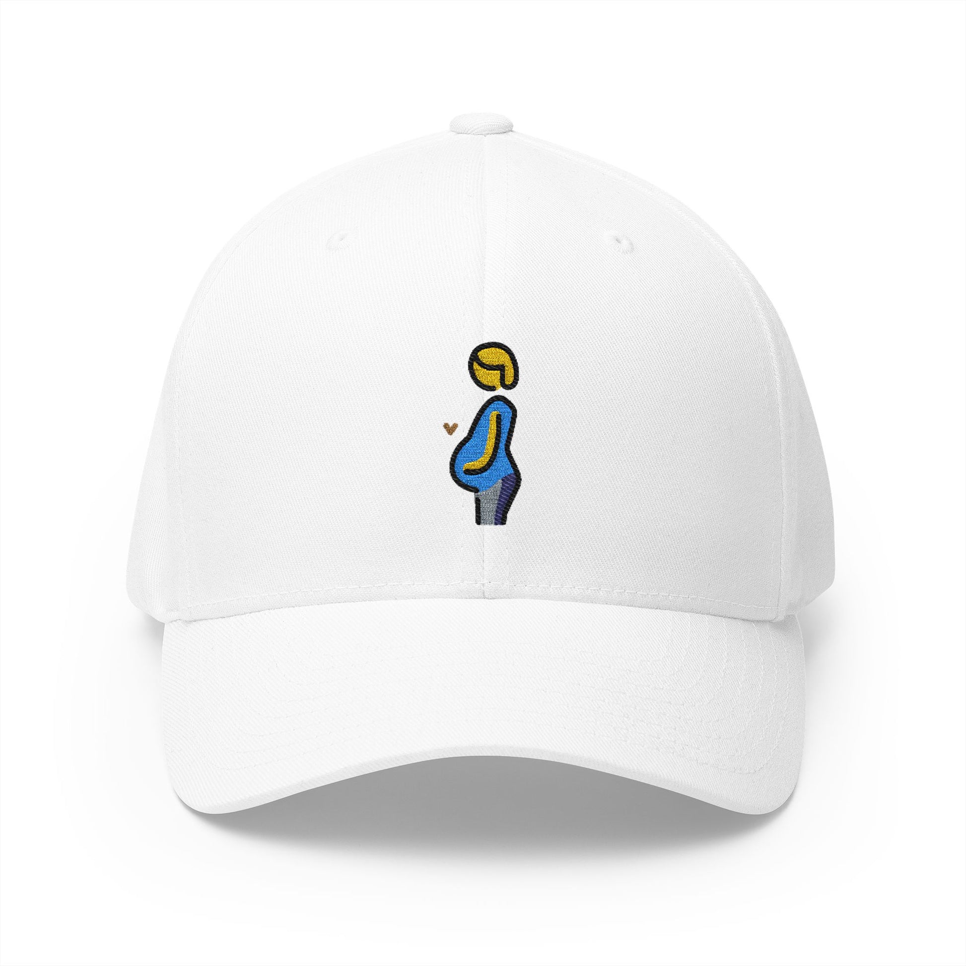 Pregnant Person Emoji White Cap – Premium by Capmoji