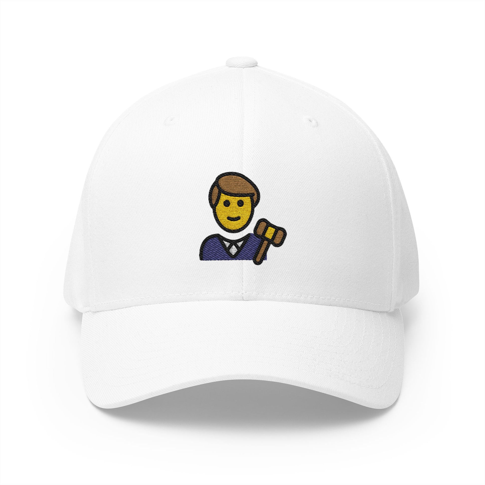 Man Judge Emoji White Cap – Premium by Capmoji